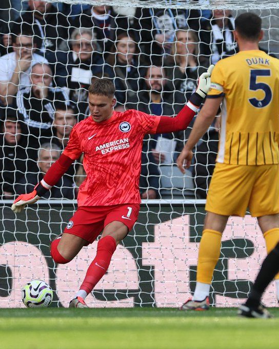 Bart plays a long ball forwards. Come on Albion!